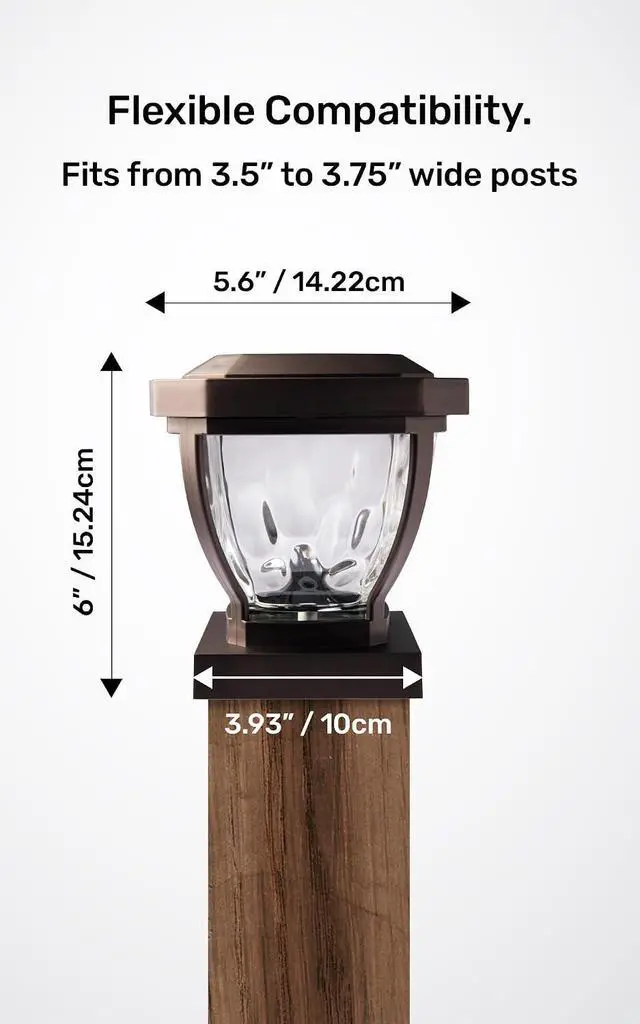 Alt view image 5 of 7 - Home Zone Living 2PK Solar Post Cap Lights, Decorative Glass, Bronze, 4x4
