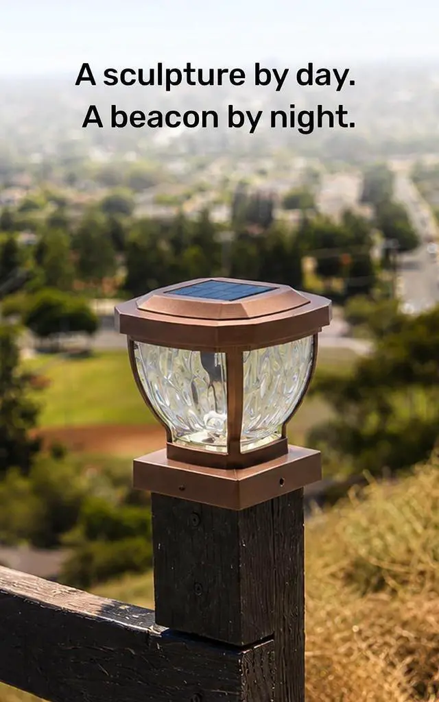 Alt view image 6 of 7 - Home Zone Living 2PK Solar Post Cap Lights, Decorative Glass, Bronze, 4x4