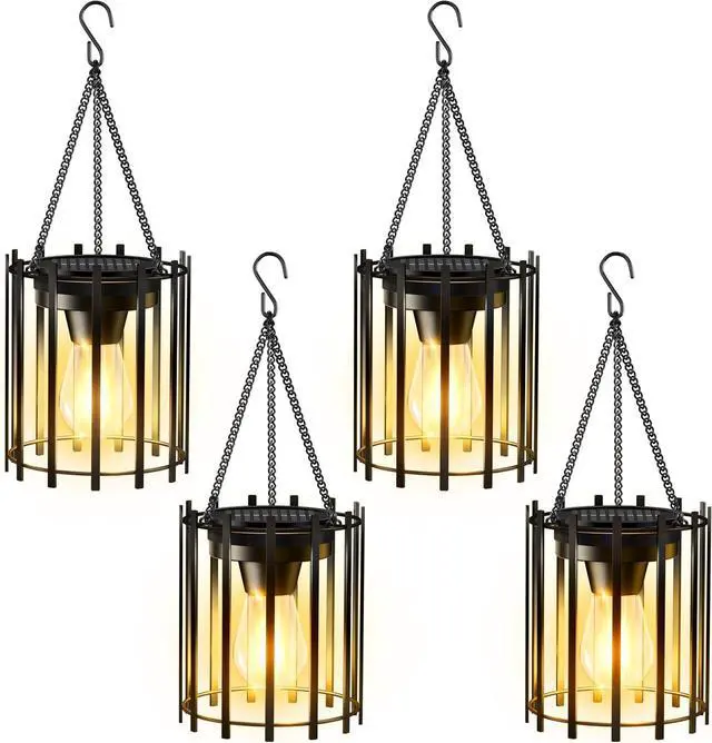 Main image of KOOPER Hanging Solar Lanterns Outdoor 2 Pack, Metal Waterproof Solar Lights