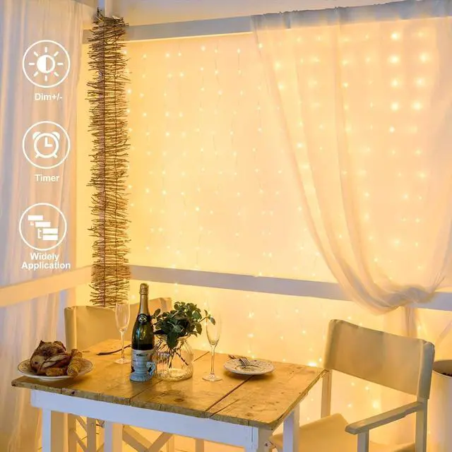Alt view image 2 of 7 - echosari 20Ft x 10Ft Large Curtain Lights Plug in Warm White & Multicolor