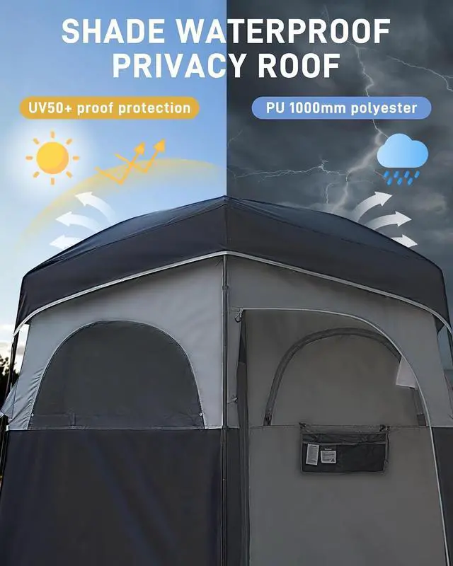 Alt view image 5 of 7 - KingCamp Shower Tent, Portable Privacy Tent Outdoor Camping 1/2 Room Toilet Tents with Shower Bag & Dressing Room for Beach, Camping & Hiking