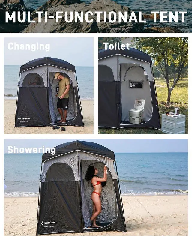 Alt view image 7 of 7 - KingCamp Shower Tent, Portable Privacy Tent Outdoor Camping 1/2 Room Toilet Tents with Shower Bag & Dressing Room for Beach, Camping & Hiking
