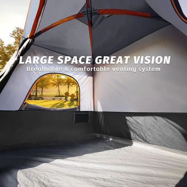 Alt view image 3 of 6 - UNP 2/4/6/8 Person Tent, Portable Cabin Tent, Camping Tent 4-Person Easy Set Up, Waterproof with Top Rainfly for Outdoor Camping/Hiking