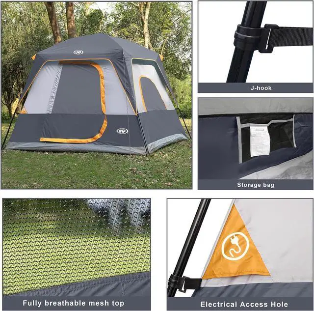Alt view image 4 of 6 - UNP 2/4/6/8 Person Tent, Portable Cabin Tent, Camping Tent 4-Person Easy Set Up, Waterproof with Top Rainfly for Outdoor Camping/Hiking