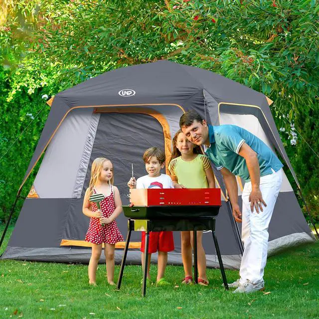 Alt view image 6 of 6 - UNP 2/4/6/8 Person Tent, Portable Cabin Tent, Camping Tent 4-Person Easy Set Up, Waterproof with Top Rainfly for Outdoor Camping/Hiking