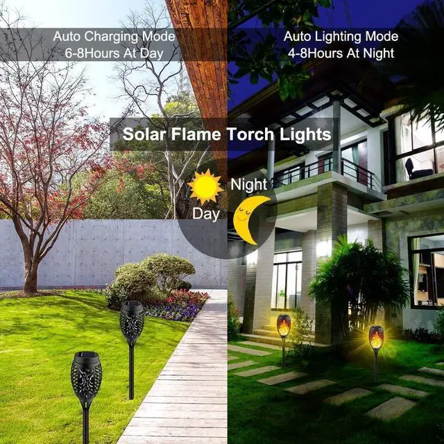 Alt view image 2 of 6 - Kurifier Solar Lights Outdoor 8Pack Solar Torch Light with Flickering Flame