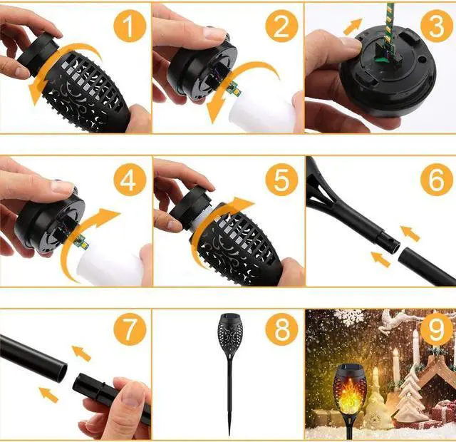 Alt view image 6 of 6 - Kurifier Solar Lights Outdoor 8Pack Solar Torch Light with Flickering Flame