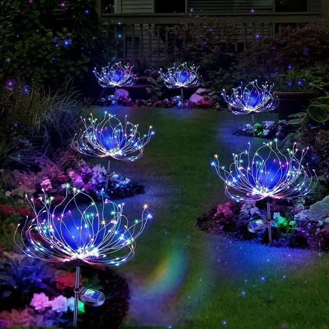Alt view image 7 of 7 - Anordsem Solar Lights Outdoor Waterproof: 4 Pack Garden Light - Bendable Copper Wire with 120 LED Firework Beads - DIY Colorful Fun Decoration for Yard Patio - Twinkle Sparkler Gifts for Women Wife