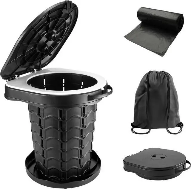 Main image of imodomio Retractable Portable Toilet Camping Toilet - Adjustable Height Camp Toilet Portable Potty for Camping, Car, Travel, Boat, Beach, Tent and Emergency Use