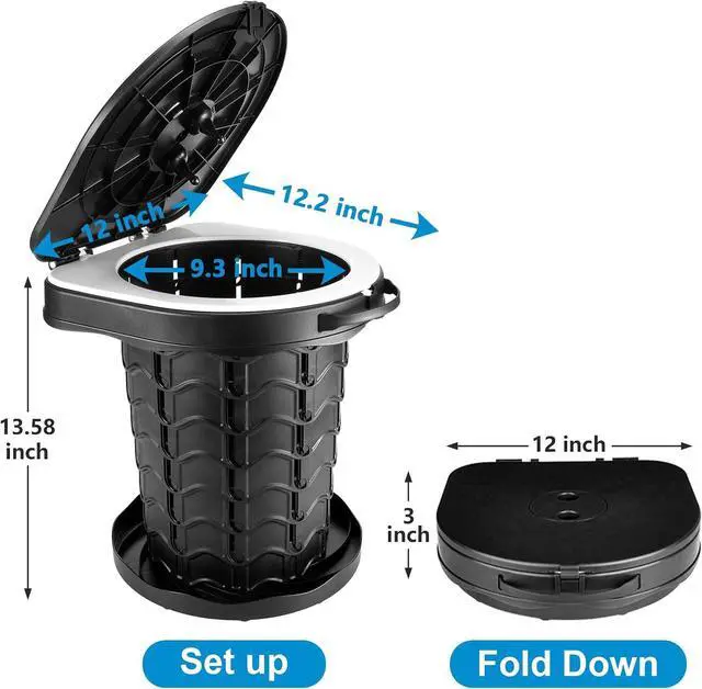 Alt view image 5 of 7 - imodomio Retractable Portable Toilet Camping Toilet - Adjustable Height Camp Toilet Portable Potty for Camping, Car, Travel, Boat, Beach, Tent and Emergency Use