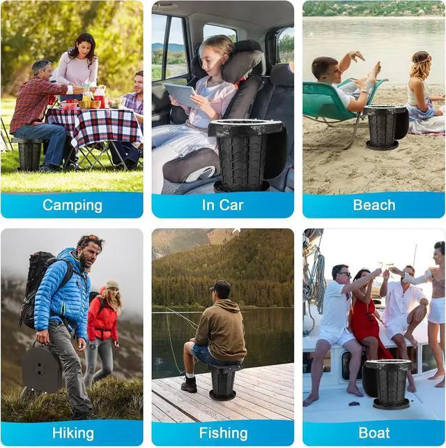 Alt view image 7 of 7 - imodomio Retractable Portable Toilet Camping Toilet - Adjustable Height Camp Toilet Portable Potty for Camping, Car, Travel, Boat, Beach, Tent and Emergency Use