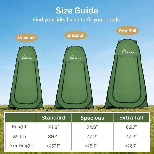 Alt view image 2 of 7 - WolfWise Pop Up Shower Tent for Camping Essentials, Compact & Lightweight