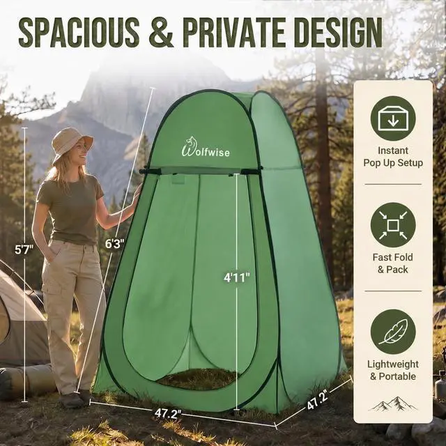 Alt view image 3 of 7 - WolfWise Pop Up Shower Tent for Camping Essentials, Compact & Lightweight