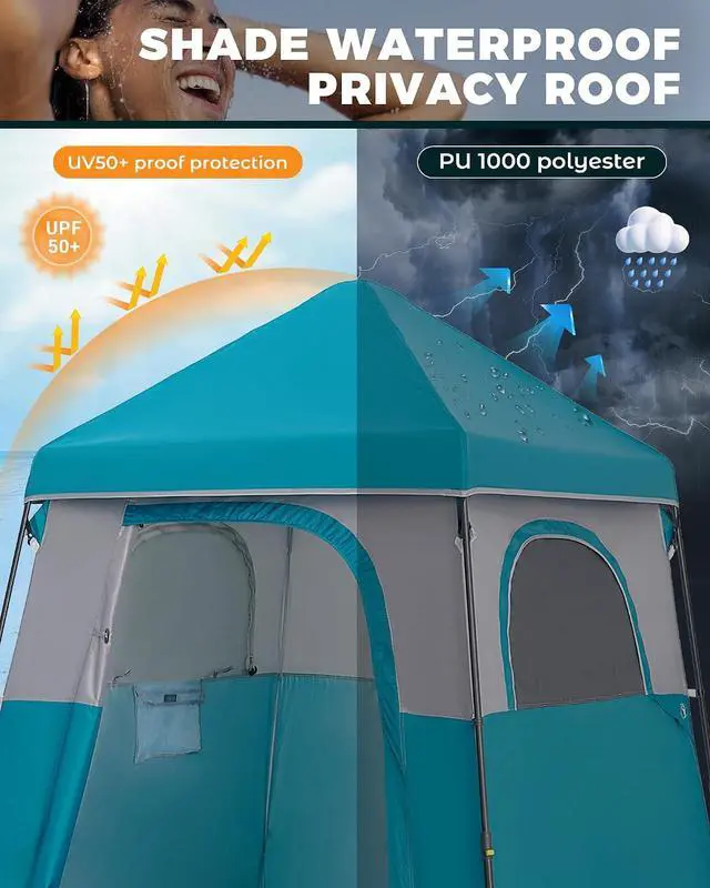 Alt view image 3 of 7 - KingCamp Instant Shower Tent, Portable Superior Stable Privacy Shelter, Large Room Outdoor Toilet Tent with Floor for Beach, Camping & Hiking, Setup in Under 60s