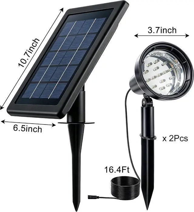 Alt view image 7 of 7 - SUNLONG Solar Spot Lights Outdoor Waterproof 3 Modes 16.4Ft Extension Cord