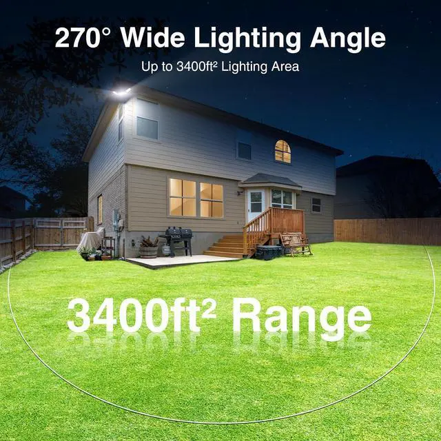 Alt view image 5 of 7 - 150W Flood Lights Outdoor Waterproof IP65, Exterior LED Floodlights with 3 Adjustable Heads, 15000LM Super Bright Security Lights Fixture, Outside Lights for House, Backyard