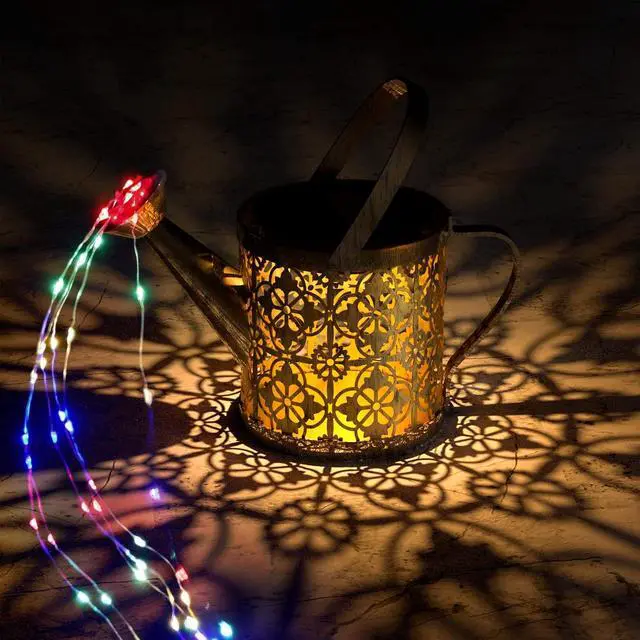 Alt view image 6 of 7 - MEREAR Solar Watering Can Lights Outdoor with 8 Multi-Color Changing Modes, IP65 Waterproof Landscape Light Garden Decor, One Pole Two Lights Outside Decorations for Lawn, Backyard, Patio, Chrismas