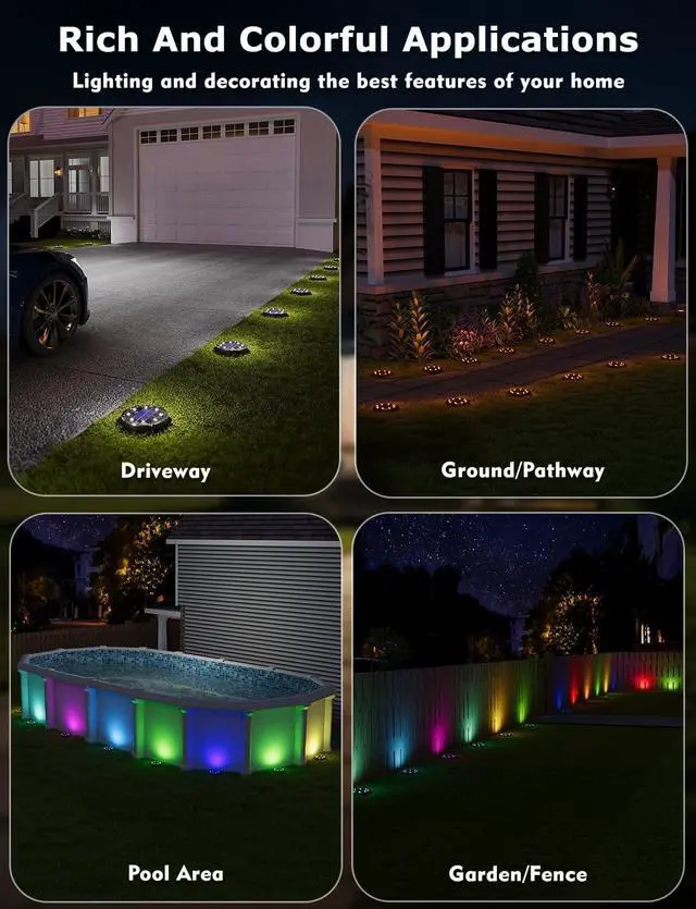 Alt view image 6 of 7 - Color Changing Solar Ground Lights with Remote, IP67 Waterproof, 10Pack