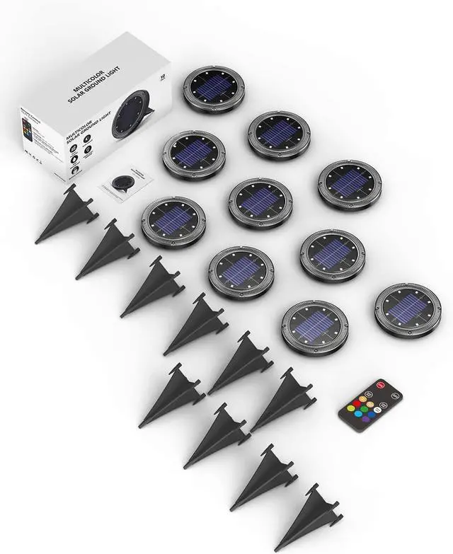 Alt view image 7 of 7 - Color Changing Solar Ground Lights with Remote, IP67 Waterproof, 10Pack