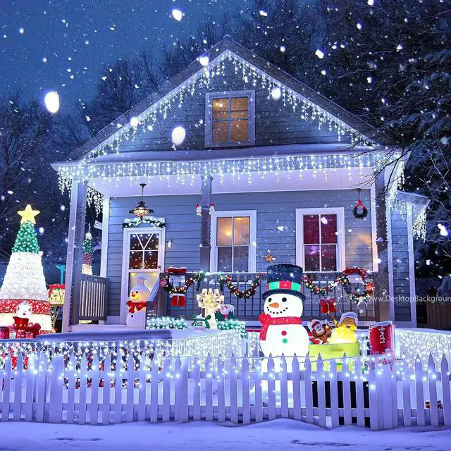 Alt view image 3 of 7 - White Christmas Lights Outdoor 66ft 640 LED Icicle Lights for Outside House