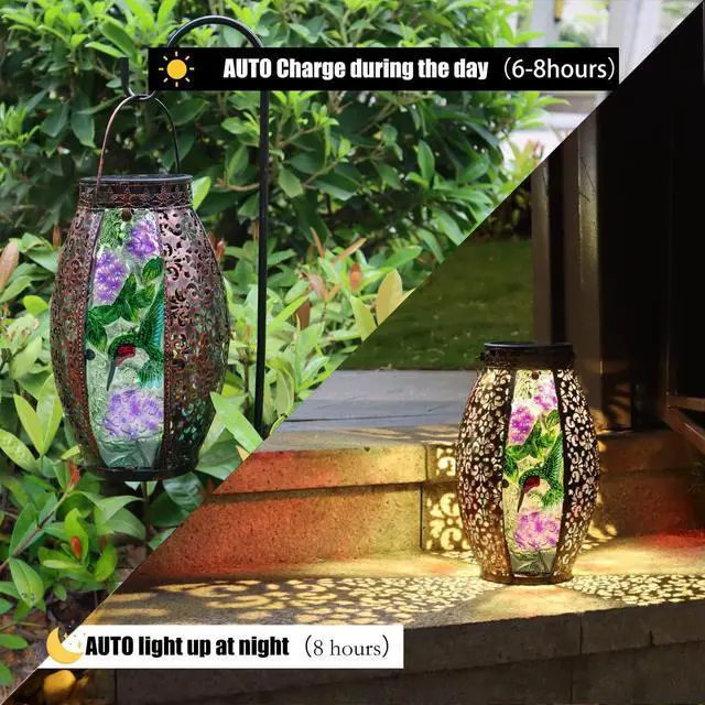 Alt view image 2 of 7 - Solar Lanterns Outdoor Waterproof, Hummingbird Gifts for Women Garden Decor