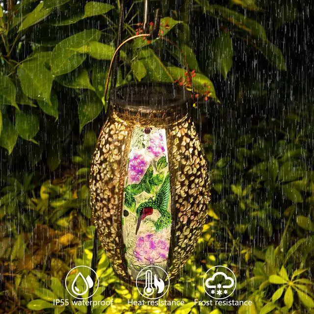 Alt view image 3 of 7 - Solar Lanterns Outdoor Waterproof, Hummingbird Gifts for Women Garden Decor