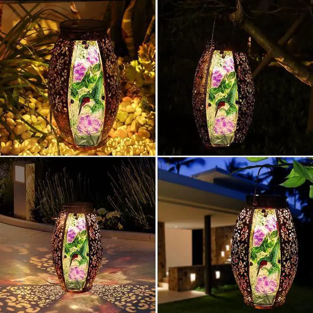 Alt view image 5 of 7 - Solar Lanterns Outdoor Waterproof, Hummingbird Gifts for Women Garden Decor