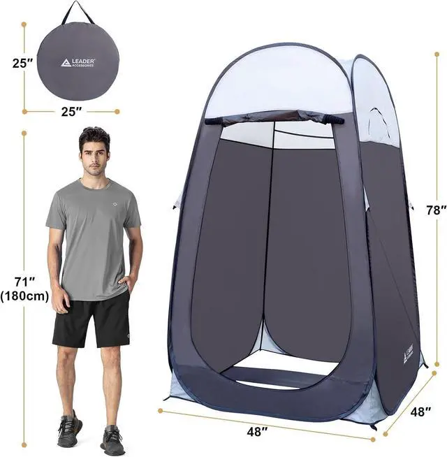Alt view image 3 of 7 - Leader Accessories Pop Up Shower Tent 4' x 4' x 78" H Privacy Camping Tent