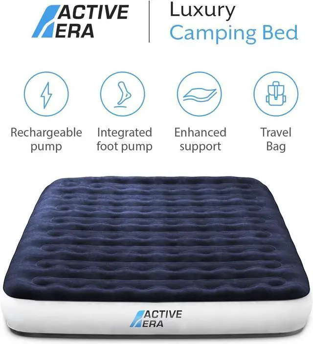 Alt view image 2 of 7 - Active Era Luxury Camping Air Mattress with Built in Pump - Queen, USB Rechargeable Pump, Travel Bag for Tent Camping