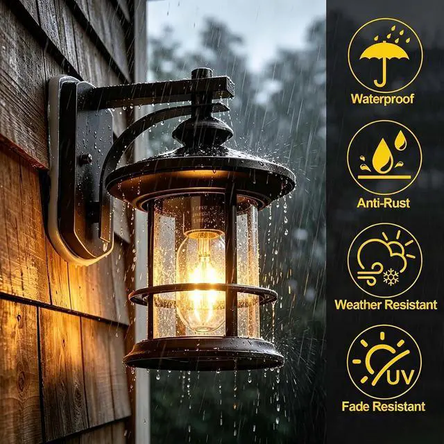 Alt view image 4 of 7 - MICSIU 100W Max Vintage Farmhouse Oil Rubbed Bronze Outdoor Wall Light