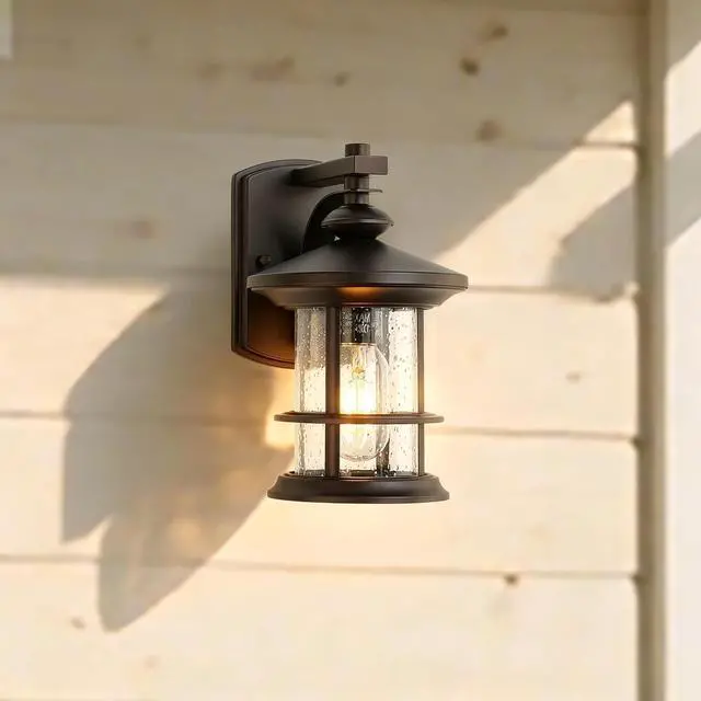Alt view image 7 of 7 - MICSIU 100W Max Vintage Farmhouse Oil Rubbed Bronze Outdoor Wall Light