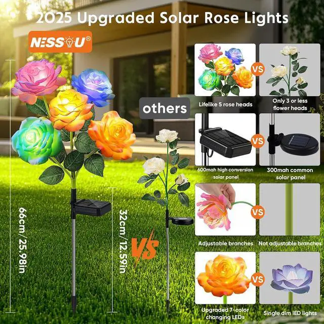 Alt view image 2 of 6 - Solar Flower Lights Rose Decor: 6 Pack Solar Garden Lights Outdoor