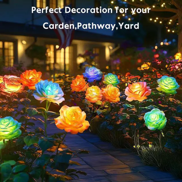 Alt view image 5 of 6 - Solar Flower Lights Rose Decor: 6 Pack Solar Garden Lights Outdoor
