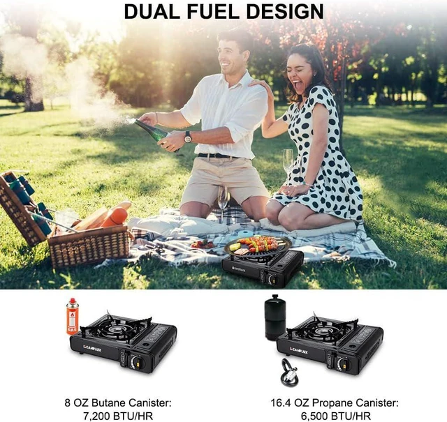 Alt view image 2 of 7 - Camplux Dual Fuel Propane & Butane Stove with Carrying Case, Portable Camping Stoves with CSA Certification