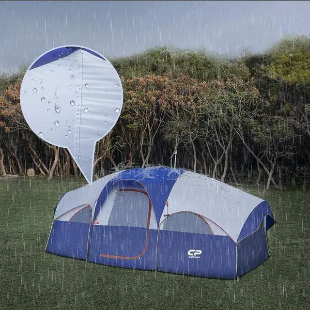 Alt view image 3 of 7 - CAMPROS CP 8 Person Camping Tent, Room Divider, Rainfly, Weather Resistant