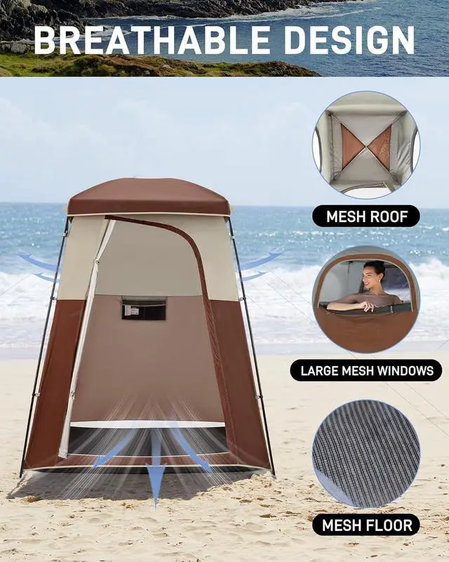 Alt view image 4 of 7 - KingCamp Shower Tent, Portable Privacy Tent Outdoor Camping 1/2 Room Toilet Tents with Shower Bag & Dressing Room for Beach, Camping & Hiking