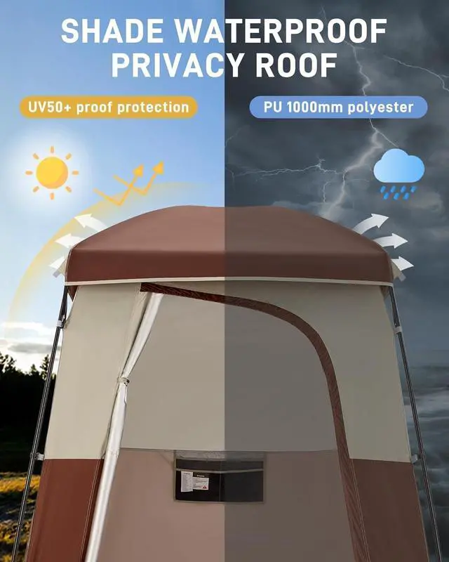 Alt view image 5 of 7 - KingCamp Shower Tent, Portable Privacy Tent Outdoor Camping 1/2 Room Toilet Tents with Shower Bag & Dressing Room for Beach, Camping & Hiking