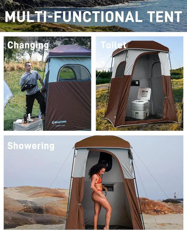 Alt view image 7 of 7 - KingCamp Shower Tent, Portable Privacy Tent Outdoor Camping 1/2 Room Toilet Tents with Shower Bag & Dressing Room for Beach, Camping & Hiking