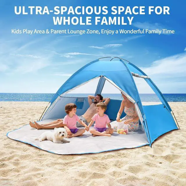 Alt view image 2 of 7 - COVACURE Beach Tent Sun Shelter UPF 50+ UV Protection for 3-4 Person-Blue