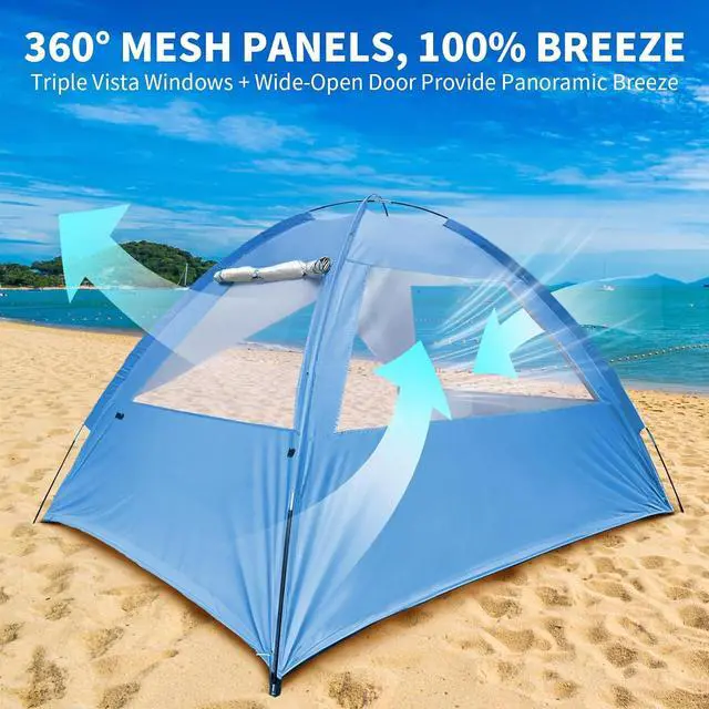Alt view image 4 of 7 - COVACURE Beach Tent Sun Shelter UPF 50+ UV Protection for 3-4 Person-Blue