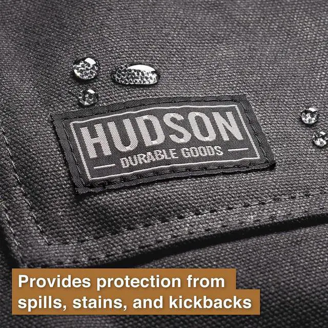 Alt view image 3 of 7 - Hudson Durable Goods Deluxe Edition Waxed Canvas Tool Apron for Men and Women, Heavy Duty Work Apron with Pockets for Tools, Adjustable Crossback Straps - Grey