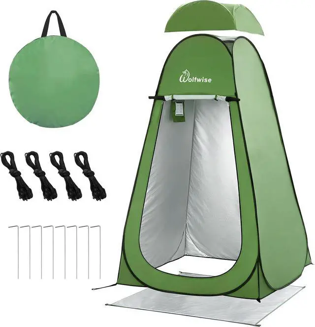 Main image of WolfWise PRO Pop Up Shower Tent with Silver Coated, Floor and Rain Fly