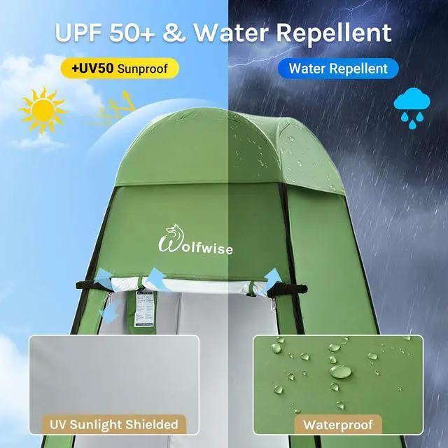 Alt view image 2 of 7 - WolfWise PRO Pop Up Shower Tent with Silver Coated, Floor and Rain Fly