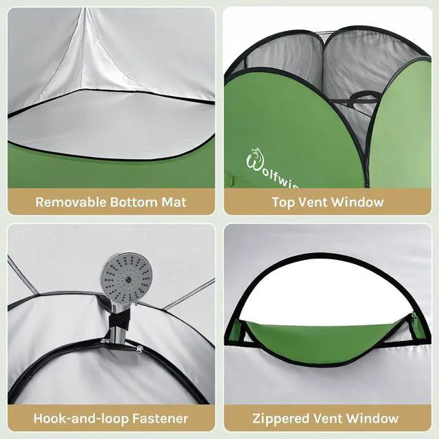 Alt view image 3 of 7 - WolfWise PRO Pop Up Shower Tent with Silver Coated, Floor and Rain Fly