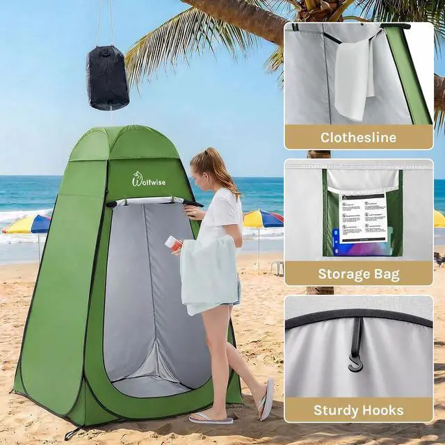 Alt view image 4 of 7 - WolfWise PRO Pop Up Shower Tent with Silver Coated, Floor and Rain Fly