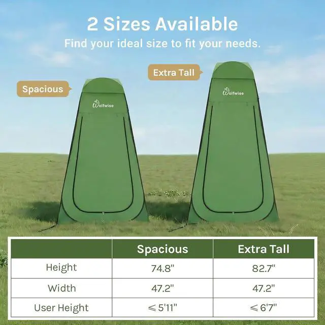 Alt view image 5 of 7 - WolfWise PRO Pop Up Shower Tent with Silver Coated, Floor and Rain Fly