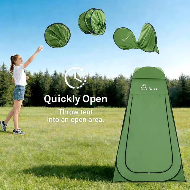 Alt view image 6 of 7 - WolfWise PRO Pop Up Shower Tent with Silver Coated, Floor and Rain Fly