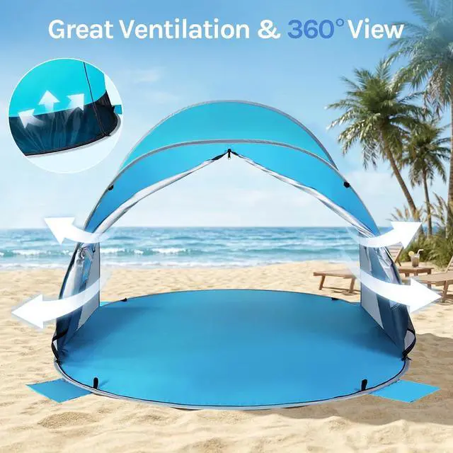 Alt view image 5 of 7 - Wolfwise Pop Up Beach Tent, Easy Setup Sun Shade Shelter Foldable 3 Person