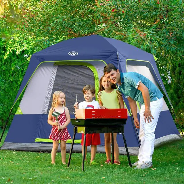 Alt view image 6 of 6 - UNP 2/4/6/8 Person Tent, Portable Cabin Tent, Camping Tent 4-Person Easy Set Up, Waterproof with Top Rainfly for Outdoor Camping/Hiking