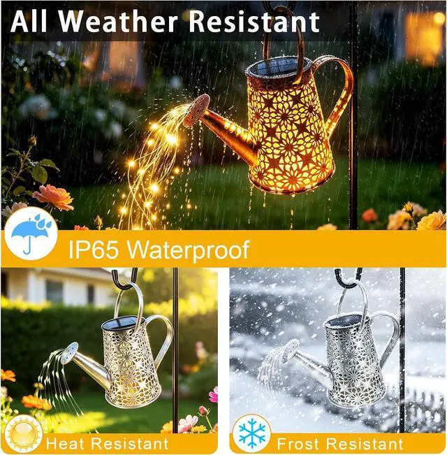 Alt view image 6 of 7 - VOOKRY Solar Watering Can Lights, Large Retro Metal Hanging Solar Lights Outdoor Waterproof, Gifts for Women Mom Grandma Birthday, Outside Yard Garden Porch Lawn Patio Decoration, Warm White